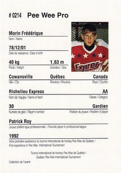 1992 Quebec International Pee-Wee Tournament #0214 Frederique Morin Back