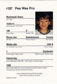1992 Quebec International Pee-Wee Tournament #0287 Shaun Muchowski Back