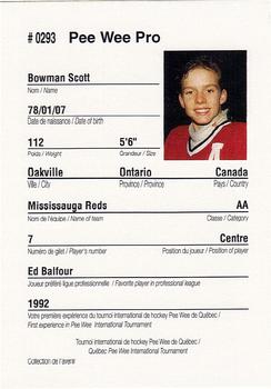 1992 Quebec International Pee-Wee Tournament #0293 Scott Bowman Back