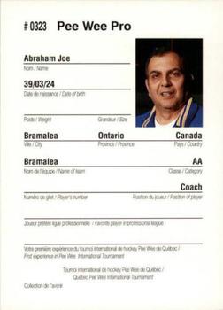 1992 Quebec International Pee-Wee Tournament #0323 Joe Abraham Back