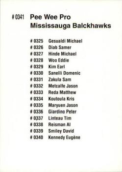1992 Quebec International Pee-Wee Tournament #0341 Mississauga Blackhawks Back