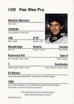 1992 Quebec International Pee-Wee Tournament #0359 Marcello Martella Back