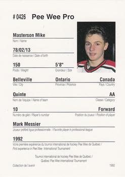 1992 Quebec International Pee-Wee Tournament #0426 Mike Masterson Back