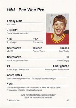 1992 Quebec International Pee-Wee Tournament #0646 Alain Lemay Back