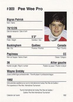 1992 Quebec International Pee-Wee Tournament #0659 Patrick Bigras Back