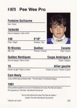 1992 Quebec International Pee-Wee Tournament #0678 Guillaume Fontaine Back