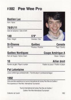 1992 Quebec International Pee-Wee Tournament #0682 Luc Bastien Back
