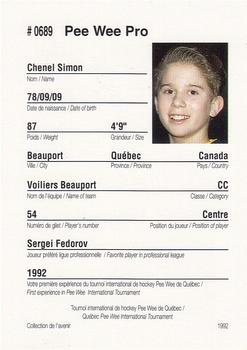 1992 Quebec International Pee-Wee Tournament #0689 Simon Chenel Back