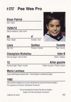 1992 Quebec International Pee-Wee Tournament #0707 Patrick Dixon Back