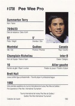 1992 Quebec International Pee-Wee Tournament #0708 Terry Summerton Back
