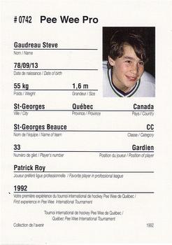 1992 Quebec International Pee-Wee Tournament #0742 Steve Gaudreau Back