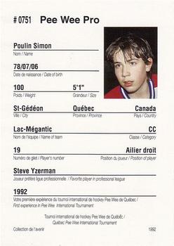 1992 Quebec International Pee-Wee Tournament #0751 Simon Poulin Back