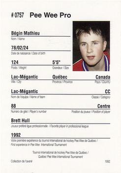 1992 Quebec International Pee-Wee Tournament #0757 Mathieu Begin Back