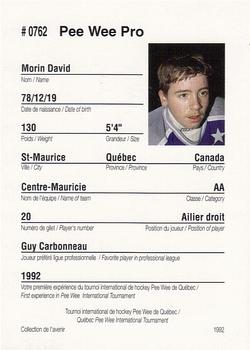 1992 Quebec International Pee-Wee Tournament #0762 David Morin Back