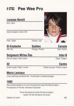 1992 Quebec International Pee-Wee Tournament #0782 Benoit Lacasse Back