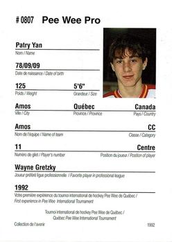 1992 Quebec International Pee-Wee Tournament #0807 Yan Patry Back