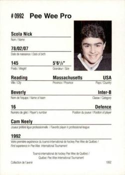 1992 Quebec International Pee-Wee Tournament #0992 Nick Scola Back