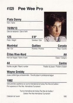 1992 Quebec International Pee-Wee Tournament #1029 Danny Piata Back