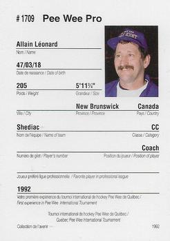 1992 Quebec International Pee-Wee Tournament #1709 Leonard Allain Back
