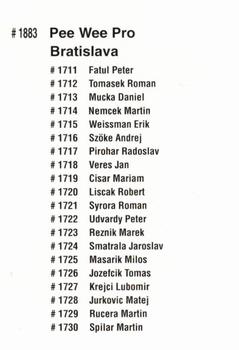 1992 Quebec International Pee-Wee Tournament #1883 Bratislava Back