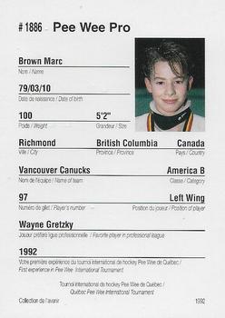 1992 Quebec International Pee-Wee Tournament #1886 Marc Brown Back