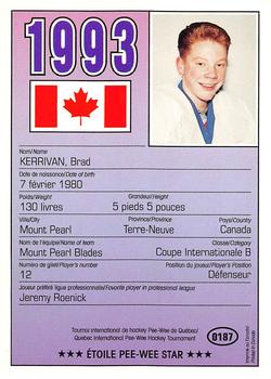 1993 Quebec International Pee-Wee Tournament #0187 Brad Kerrivan Back