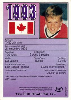 1993 Quebec International Pee-Wee Tournament #0523 Alex Tanguay Back