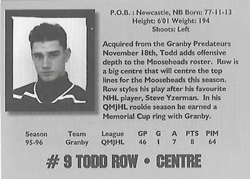 1996-97 Halifax Mooseheads (QMJHL) Series I #NNO Todd Row Back