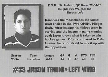 1996-97 Halifax Mooseheads (QMJHL) Series I #NNO Jason Troini Back