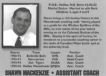 1996-97 Halifax Mooseheads (QMJHL) Series I #NNO Shawn MacKenzie Back