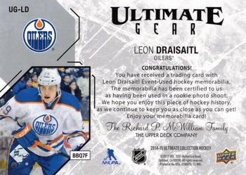 2014-15 Upper Deck Ultimate Collection - Ultimate Gear #UG-LD Leon Draisaitl Back