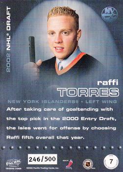 2002-03 Pacific - Draft #7 Raffi Torres Back
