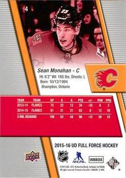 2015-16 Upper Deck Full Force #4 Sean Monahan Back