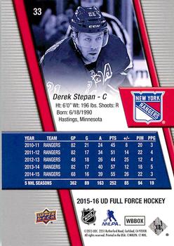 2015-16 Upper Deck Full Force #33 Derek Stepan Back