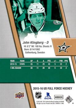 2015-16 Upper Deck Full Force #50 John Klingberg Back