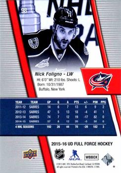 2015-16 Upper Deck Full Force #98 Nick Foligno Back