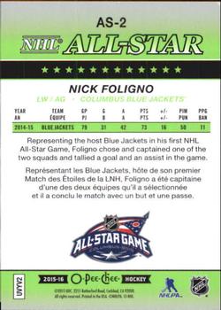 2015-16 O-Pee-Chee - All-Star Glossy #AS-2 Nick Foligno Back