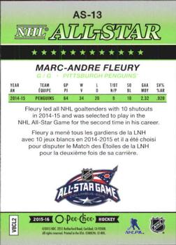 2015-16 O-Pee-Chee - All-Star Glossy #AS-13 Marc-Andre Fleury Back
