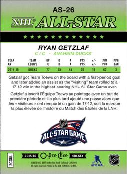 2015-16 O-Pee-Chee - All-Star Glossy #AS-26 Ryan Getzlaf Back