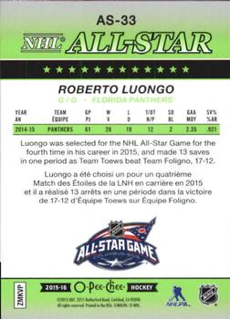 2015-16 O-Pee-Chee - All-Star Glossy #AS-33 Roberto Luongo Back