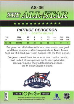 2015-16 O-Pee-Chee - All-Star Glossy #AS-36 Patrice Bergeron Back