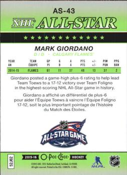 2015-16 O-Pee-Chee - All-Star Glossy #AS-43 Mark Giordano Back