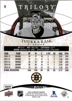 2015-16 Upper Deck Trilogy #9 Tuukka Rask Back