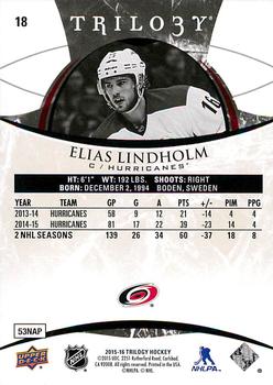 2015-16 Upper Deck Trilogy #18 Elias Lindholm Back