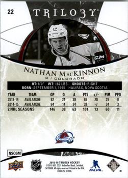 2015-16 Upper Deck Trilogy #22 Nathan MacKinnon Back