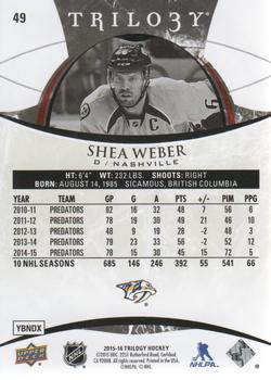 2015-16 Upper Deck Trilogy #49 Shea Weber Back