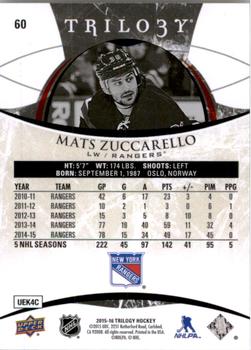 2015-16 Upper Deck Trilogy #60 Mats Zuccarello Back
