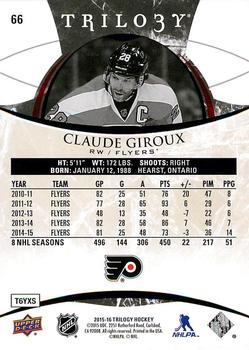 2015-16 Upper Deck Trilogy #66 Claude Giroux Back