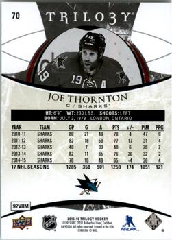2015-16 Upper Deck Trilogy #70 Joe Thornton Back