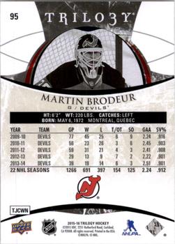 2015-16 Upper Deck Trilogy #95 Martin Brodeur Back